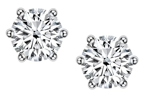 925 Silver 8MM 2CT Moissanite Stud Diamond Earrings