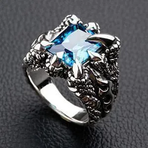 925 Sterling Silver Topaz Flame Claw Ring