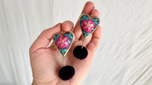 Alebrije Heart and Pompom Earrings. Sterling Silver. Atelier Aadya.1164