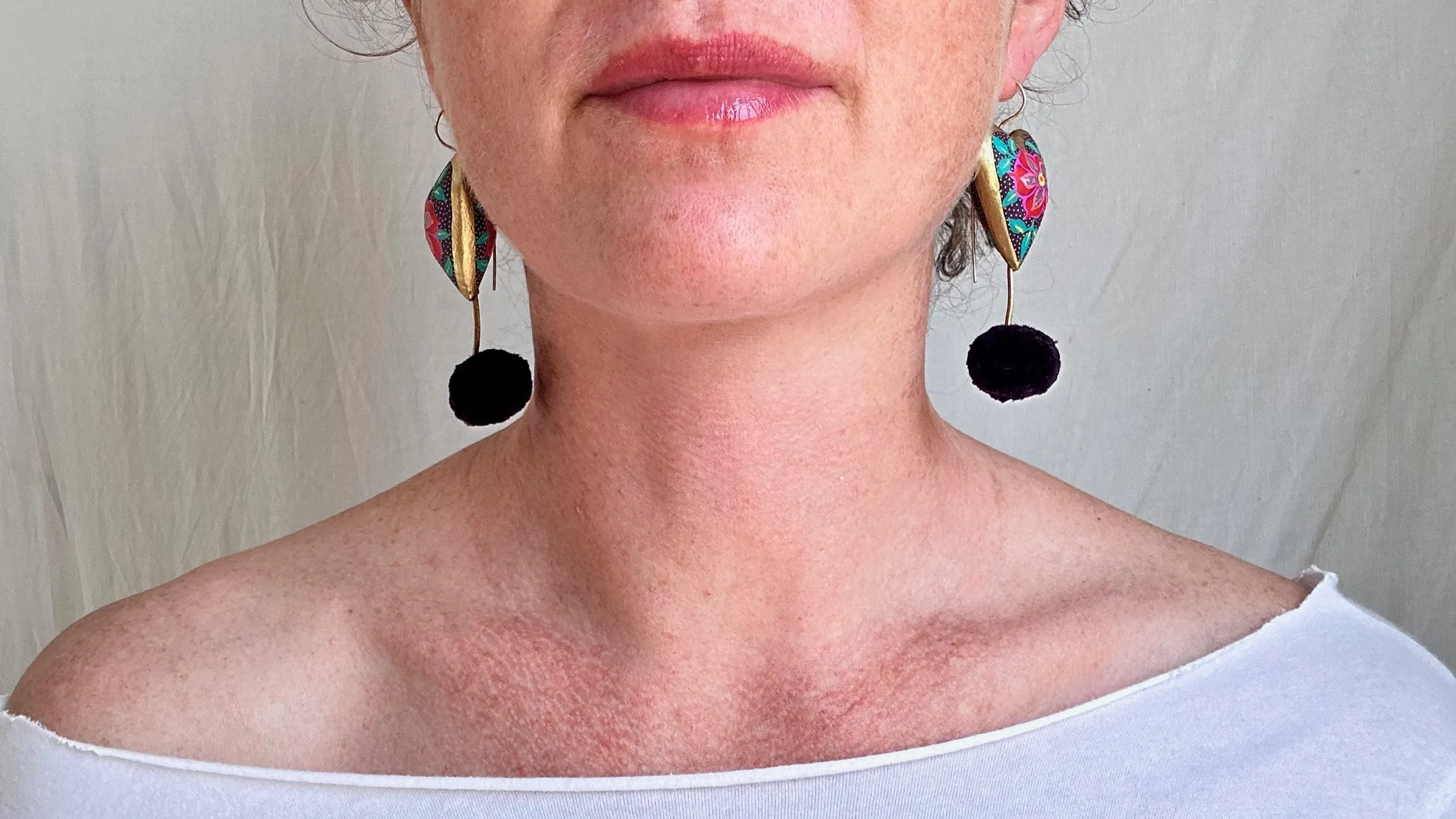 Alebrije Heart and Pompom Earrings. Sterling Silver. Atelier Aadya.1164