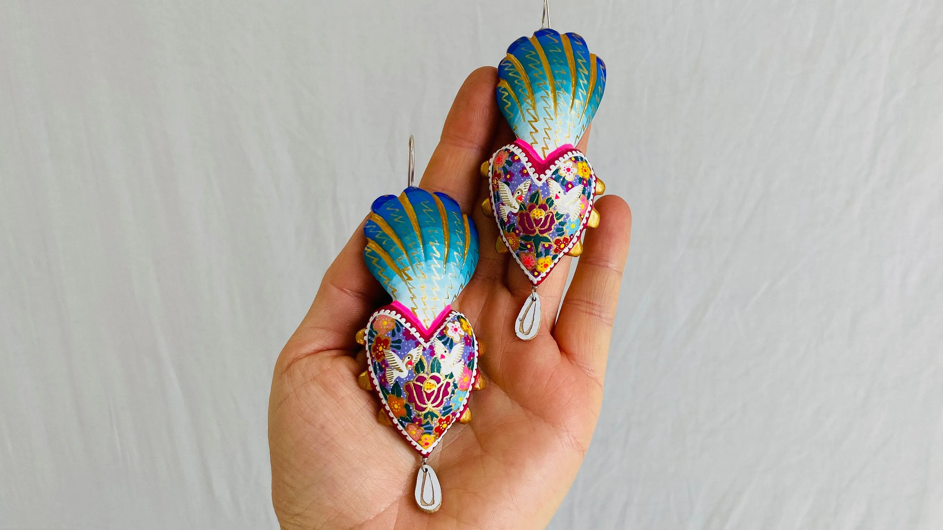 Alebrije Heart Earrings. Sterling Silver. Atelier Aadya