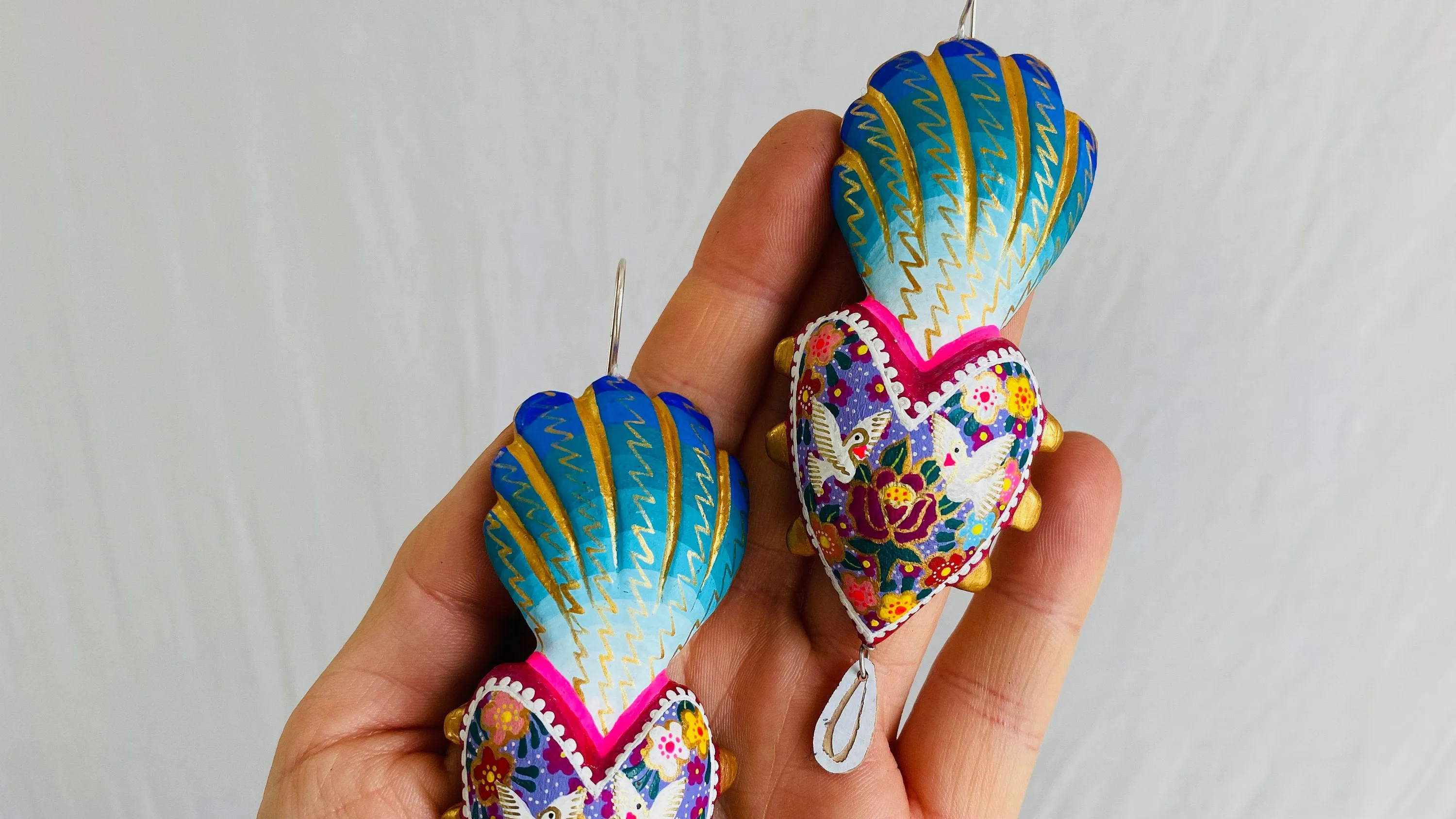 Alebrije Heart Earrings. Sterling Silver. Atelier Aadya