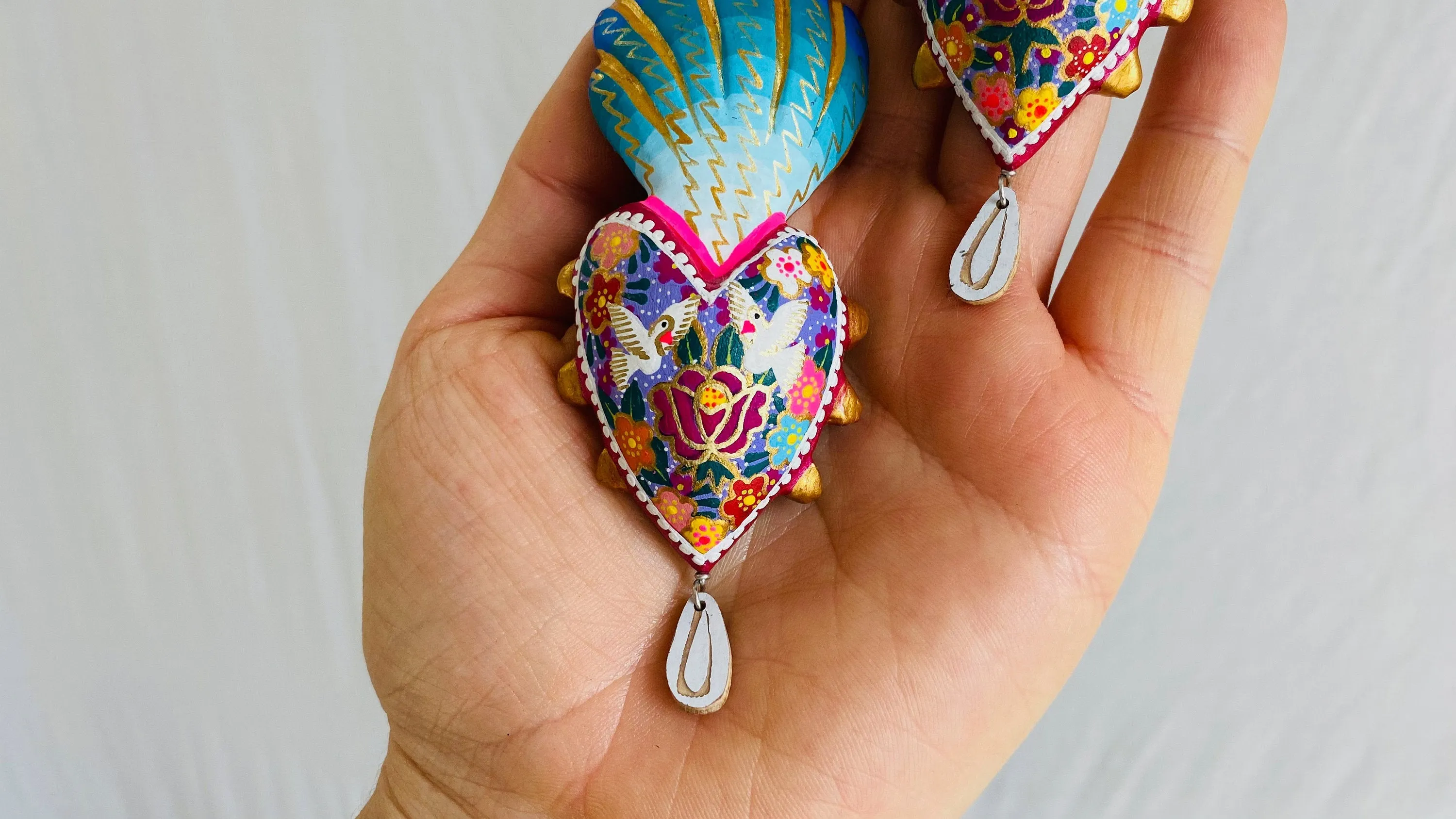 Alebrije Heart Earrings. Sterling Silver. Atelier Aadya