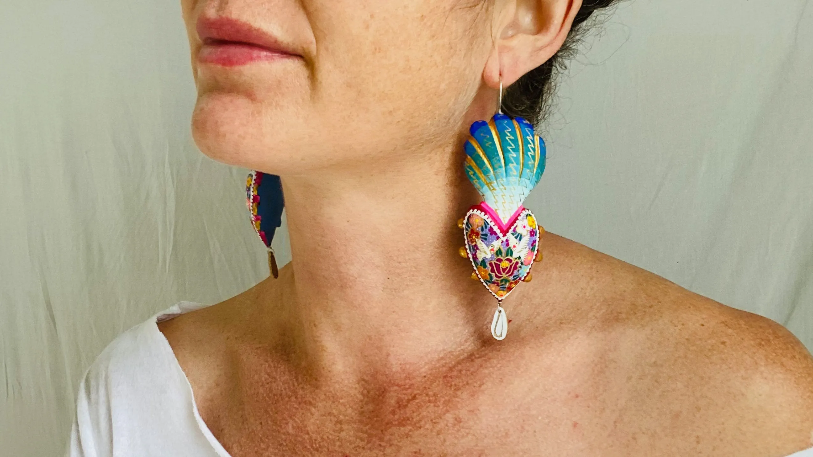 Alebrije Heart Earrings. Sterling Silver. Atelier Aadya