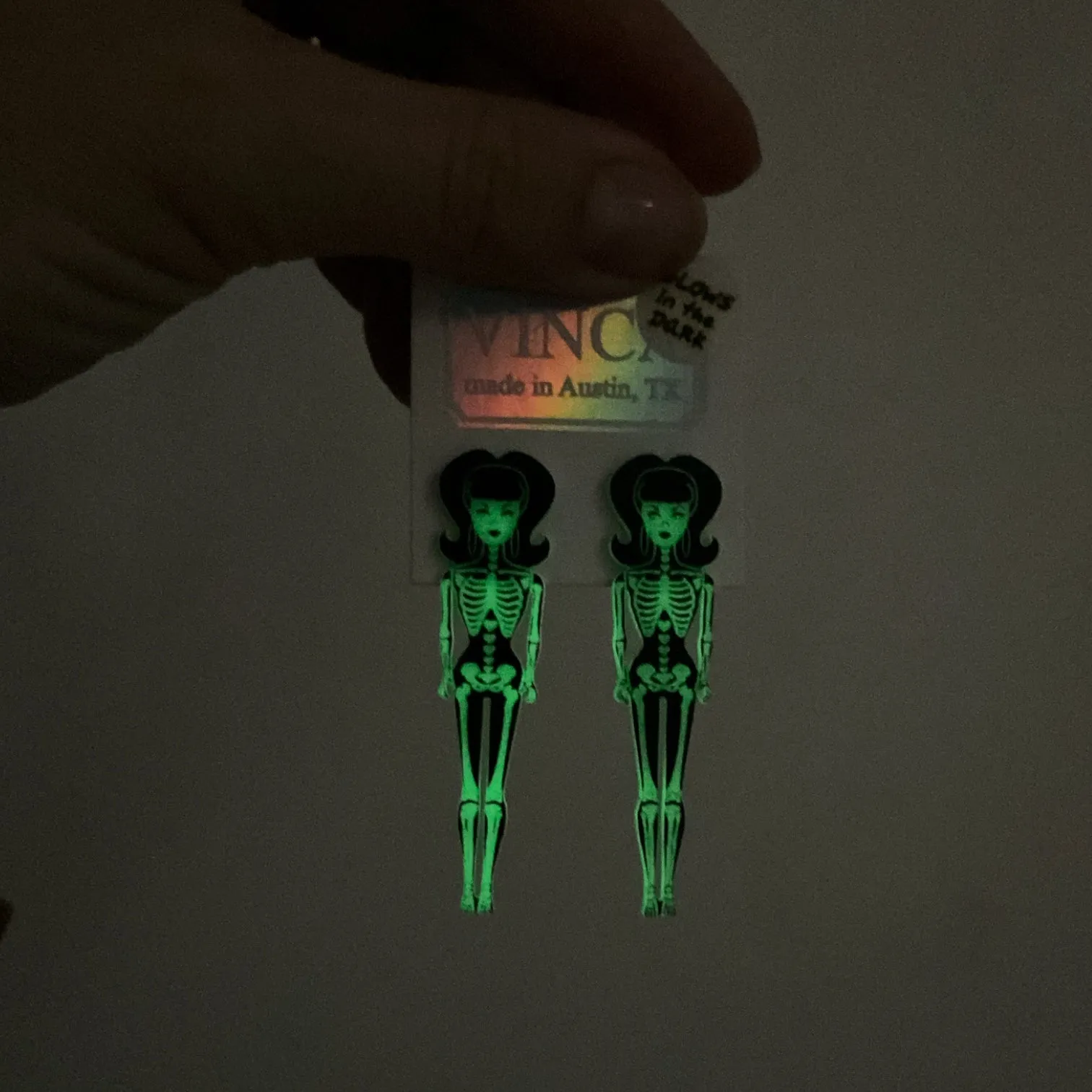 Bar-Boo Skeleton Earrings (GLOWS!)
