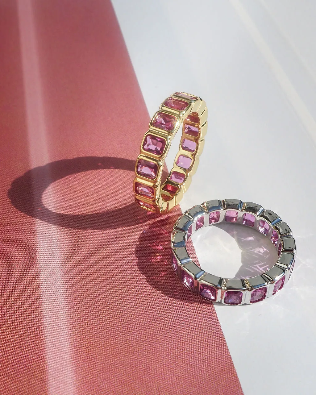 Bezel Emerald Ballier Ring- Pink- Gold