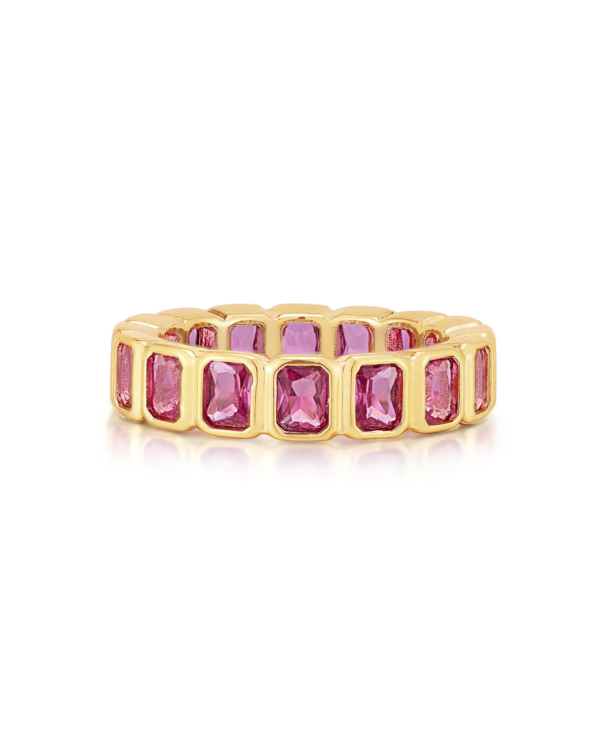 Bezel Emerald Ballier Ring- Pink- Gold