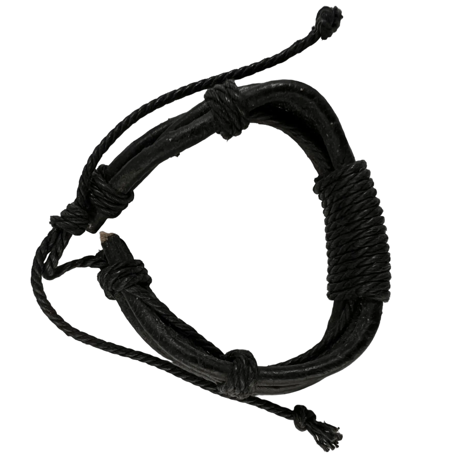 Black Leather Bracelet Wristband Bangle Mens Womens Gothic Punk Tribal Jewellery
