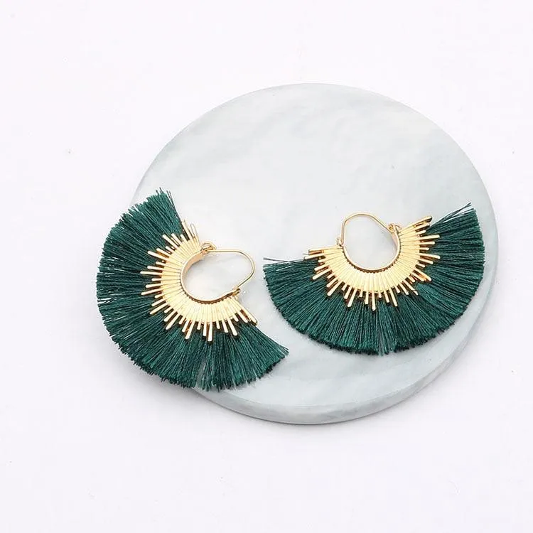 Boho Irregular Round Tassel Earrings