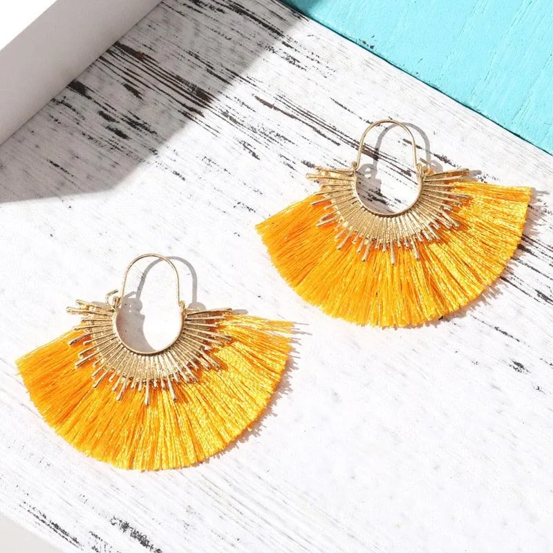 Boho Irregular Round Tassel Earrings