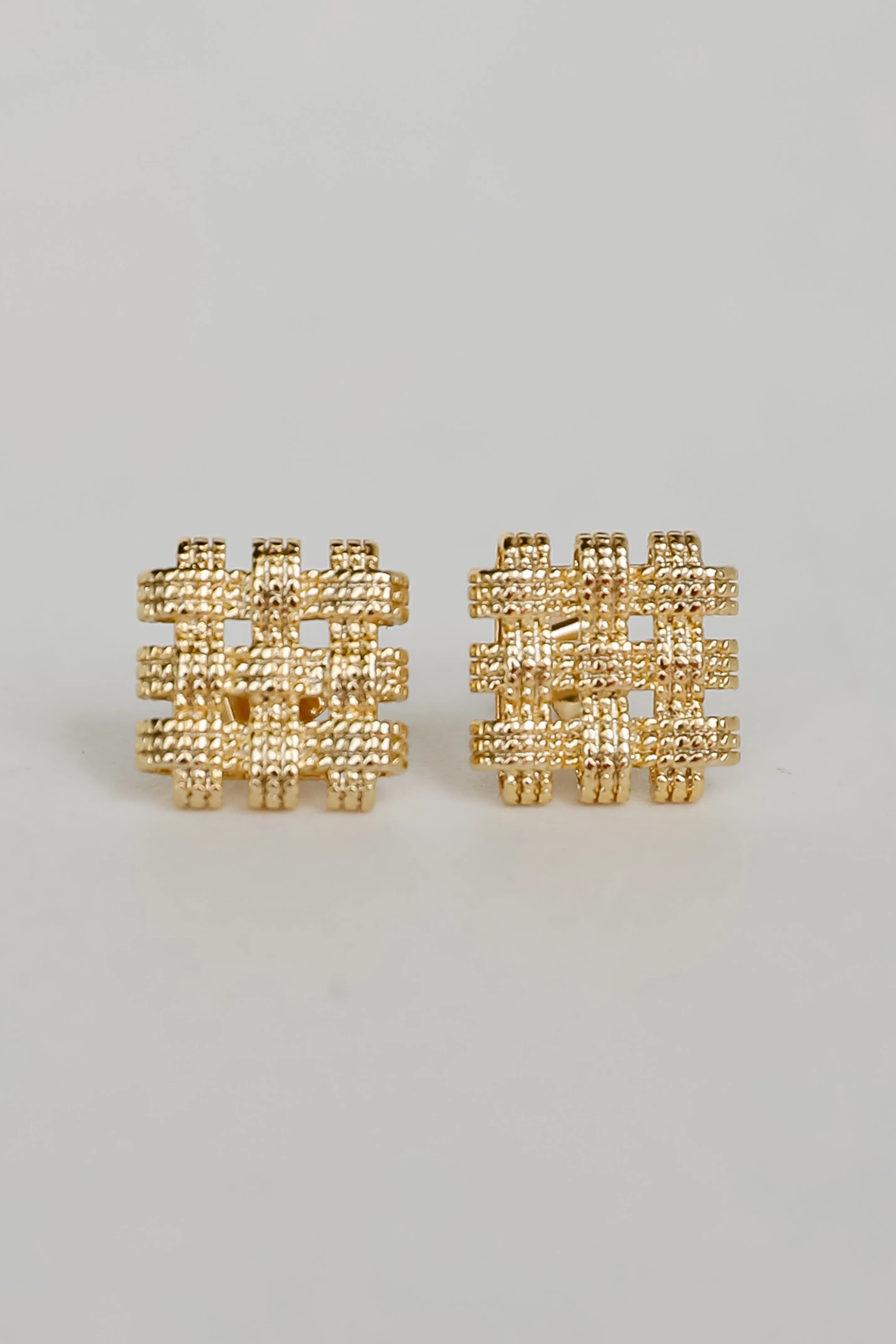 Colette Gold Textured Square Stud Earrings