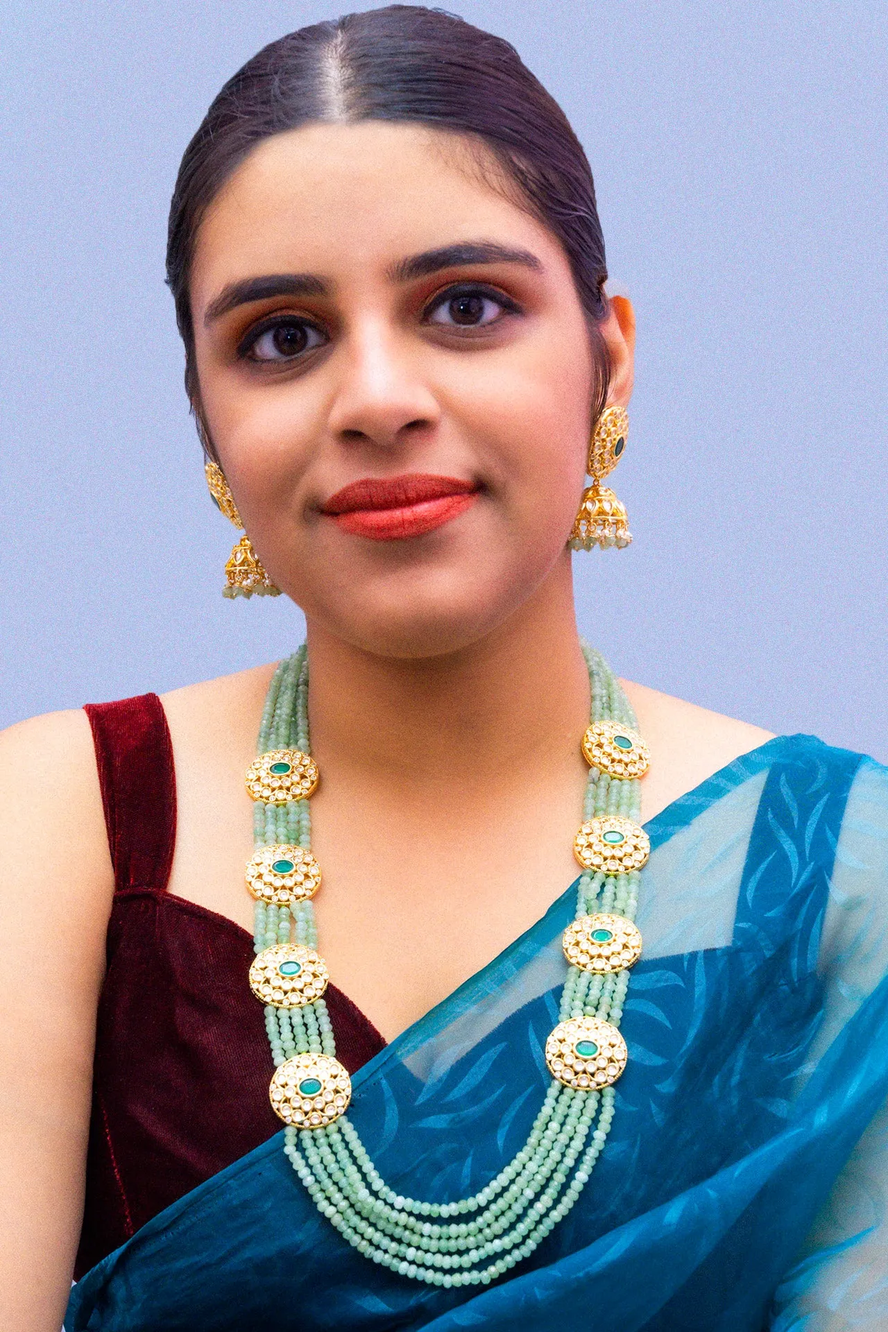 Designer Royal Kundan & Beads Long Necklace with Earrings (D876)