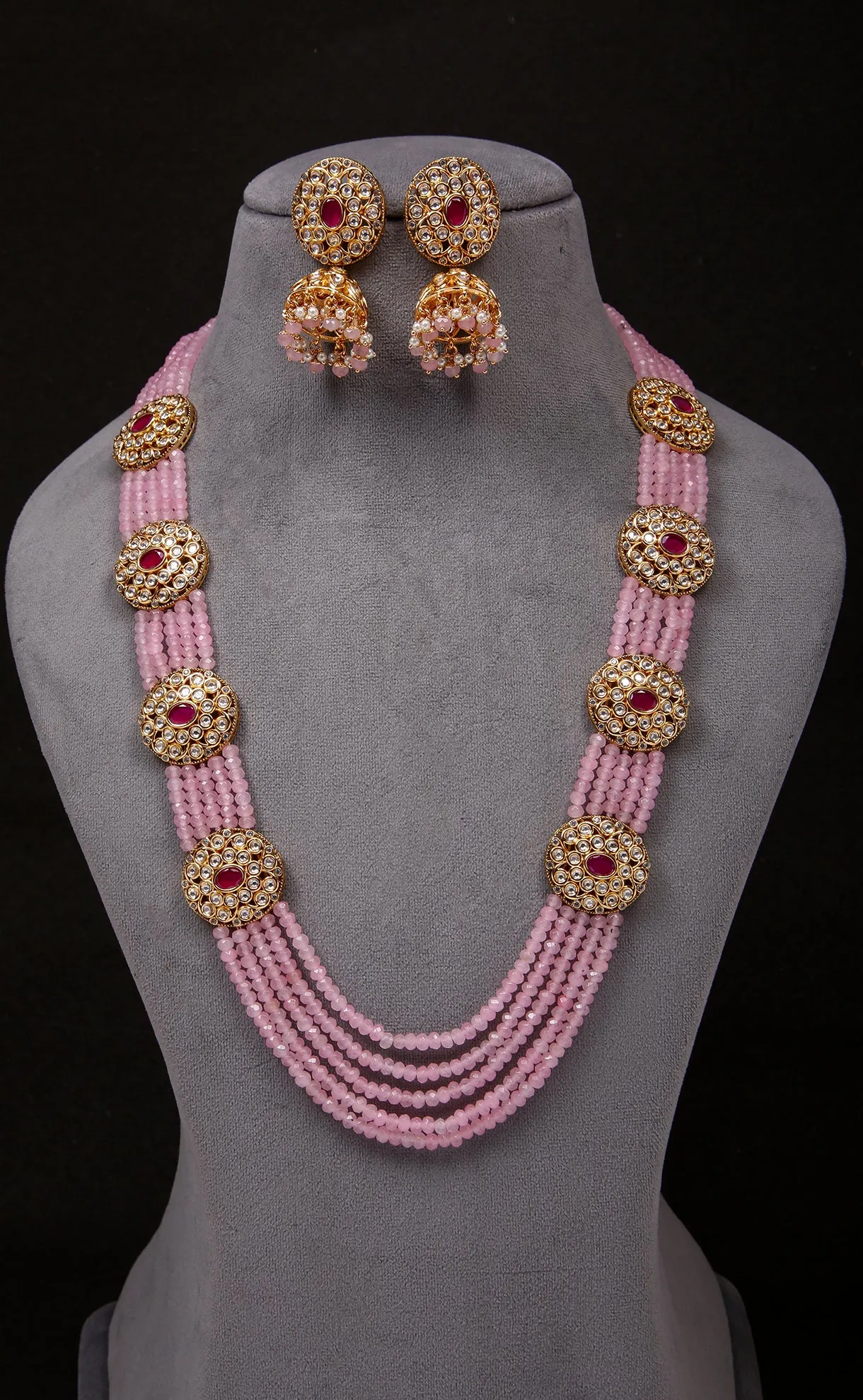 Designer Royal Kundan & Beads Long Necklace with Earrings (D876)