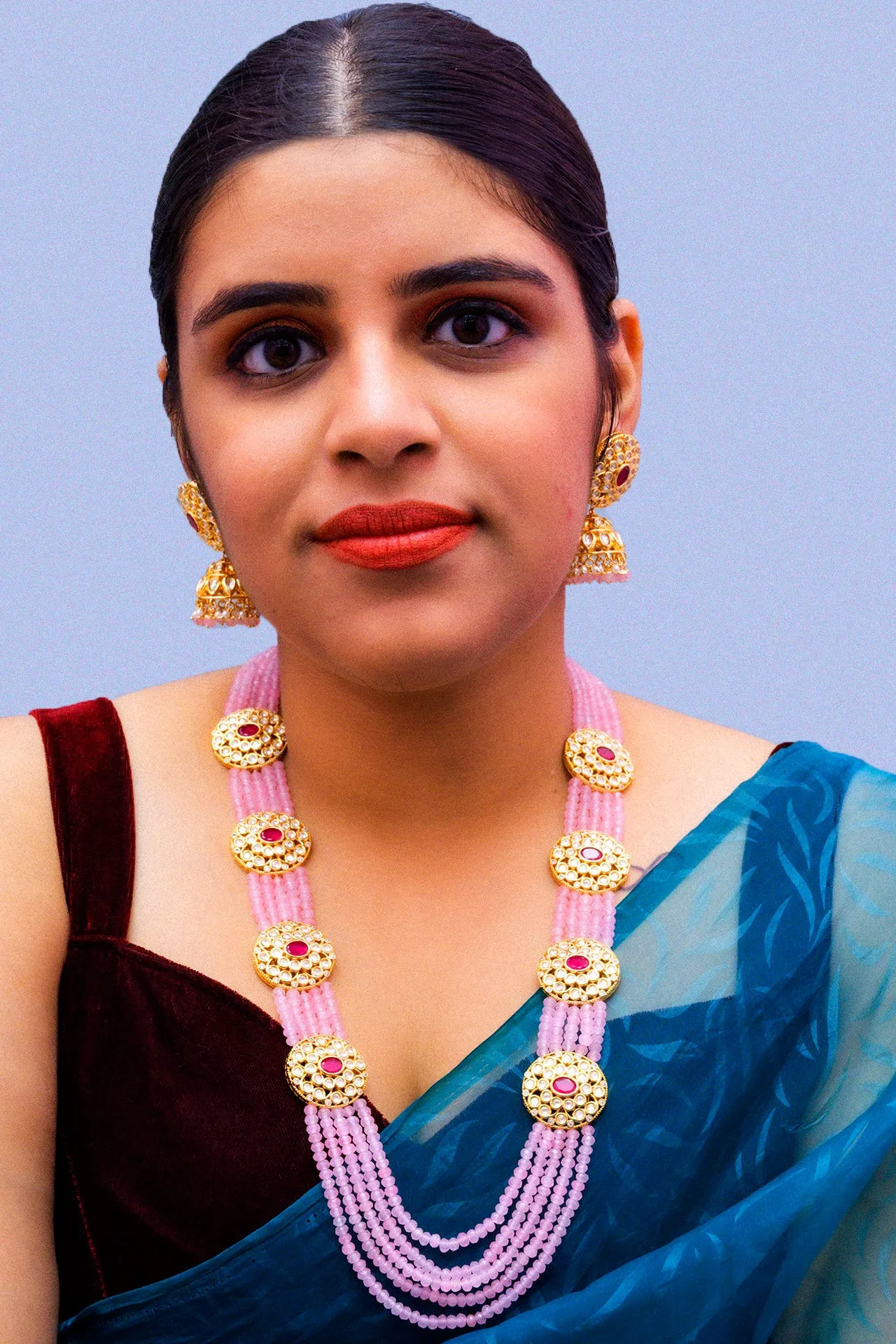 Designer Royal Kundan & Beads Long Necklace with Earrings (D876)