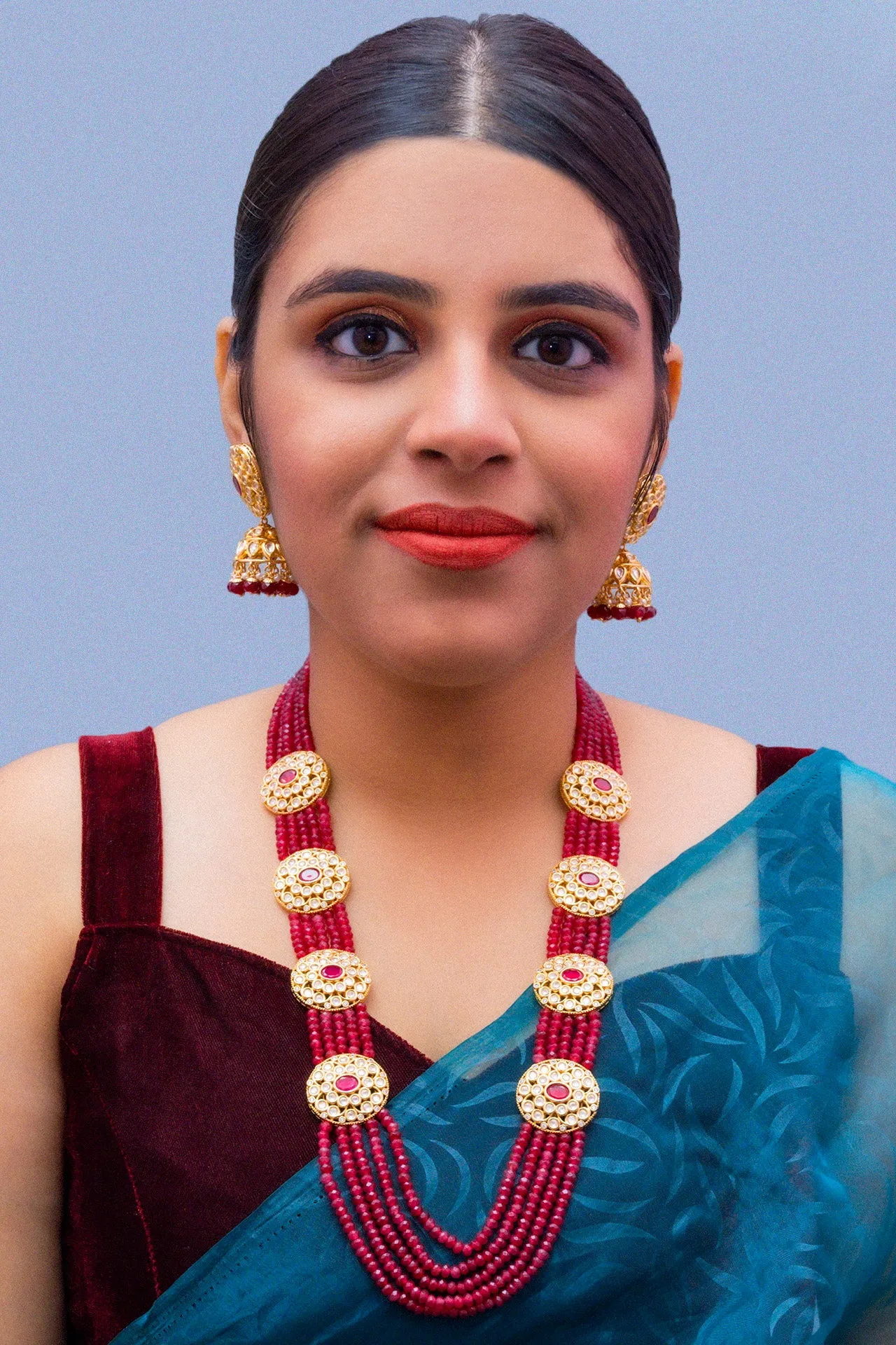 Designer Royal Kundan & Beads Long Necklace with Earrings (D876)