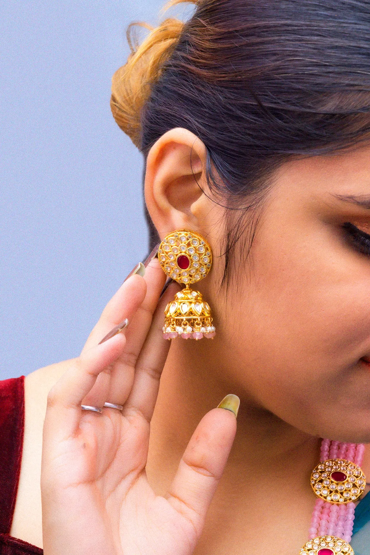 Designer Royal Kundan & Beads Long Necklace with Earrings (D876)