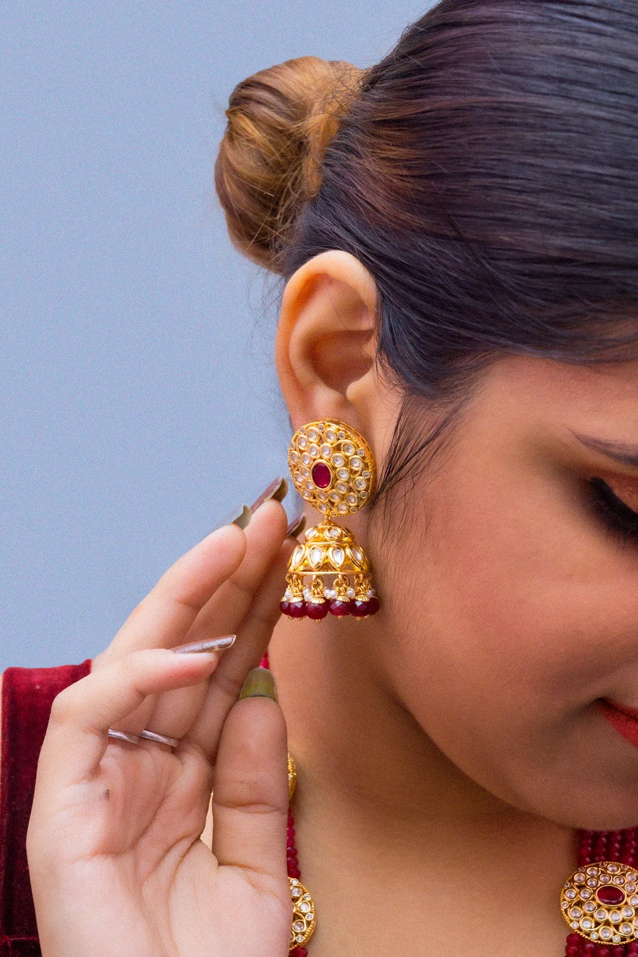 Designer Royal Kundan & Beads Long Necklace with Earrings (D876)