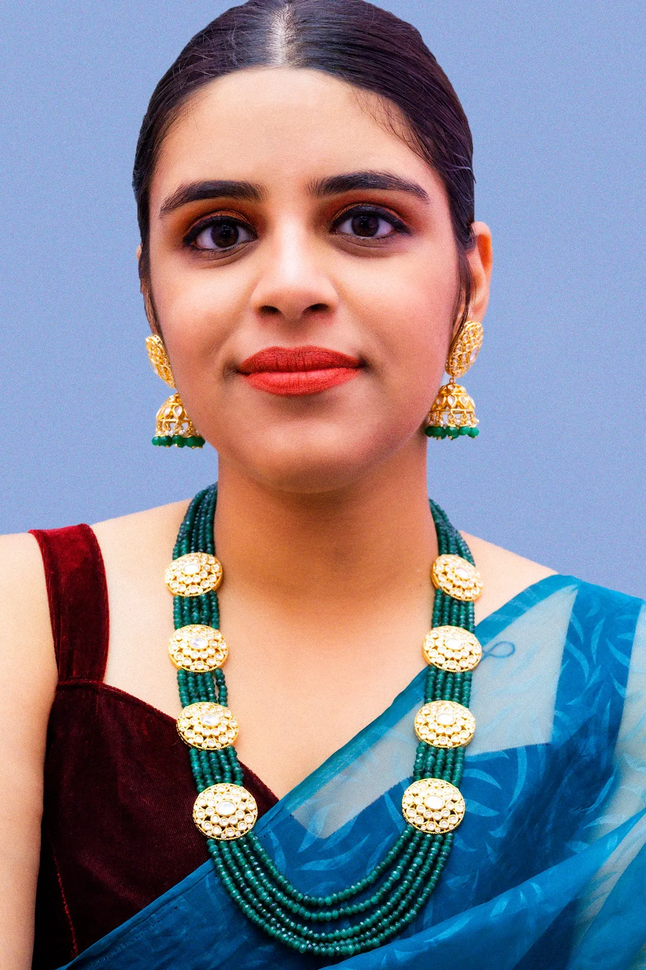 Designer Royal Kundan & Beads Long Necklace with Earrings (D876)