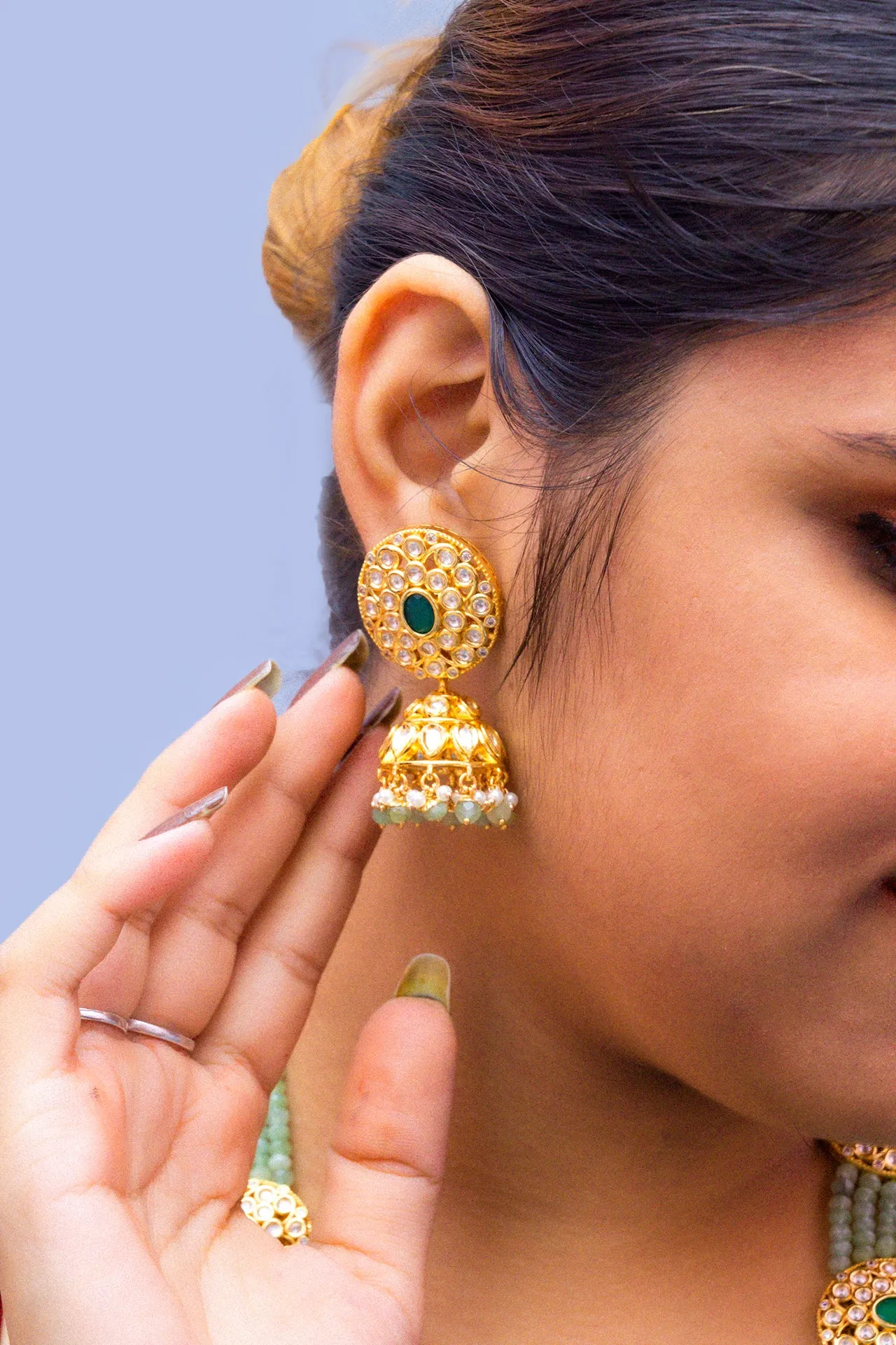 Designer Royal Kundan & Beads Long Necklace with Earrings (D876)