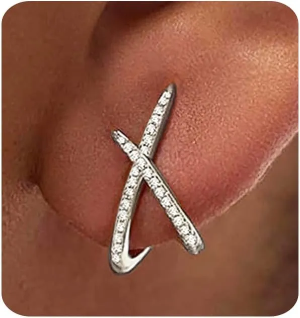 Gold Earrings For Women 14k Gold Plated X Cubic Zirconia Stud Earrings Hypoallergenic Trendy Dainty Simple Minimalist Jewelry Gifts for Her