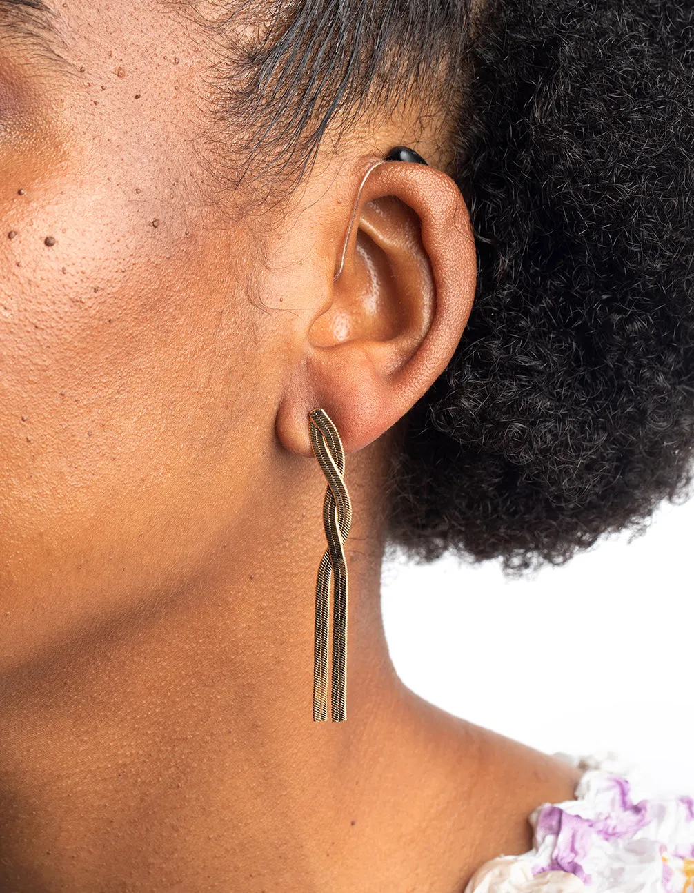 Gold Plated Snake Chain Drop Earrings
