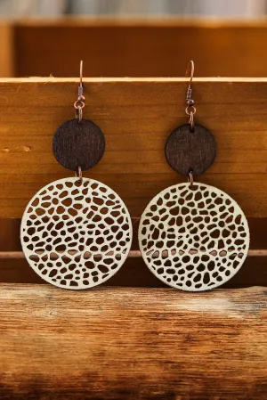 Hollow Wooden Round Drop Earrings | PRE ORDER