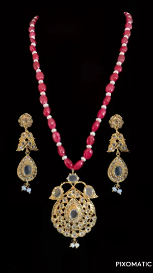Jugni in ruby beads with fresh water pearls ( READY TO SHIP )