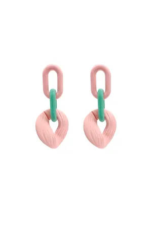 Le Chain Earrings - Pink & Aqua