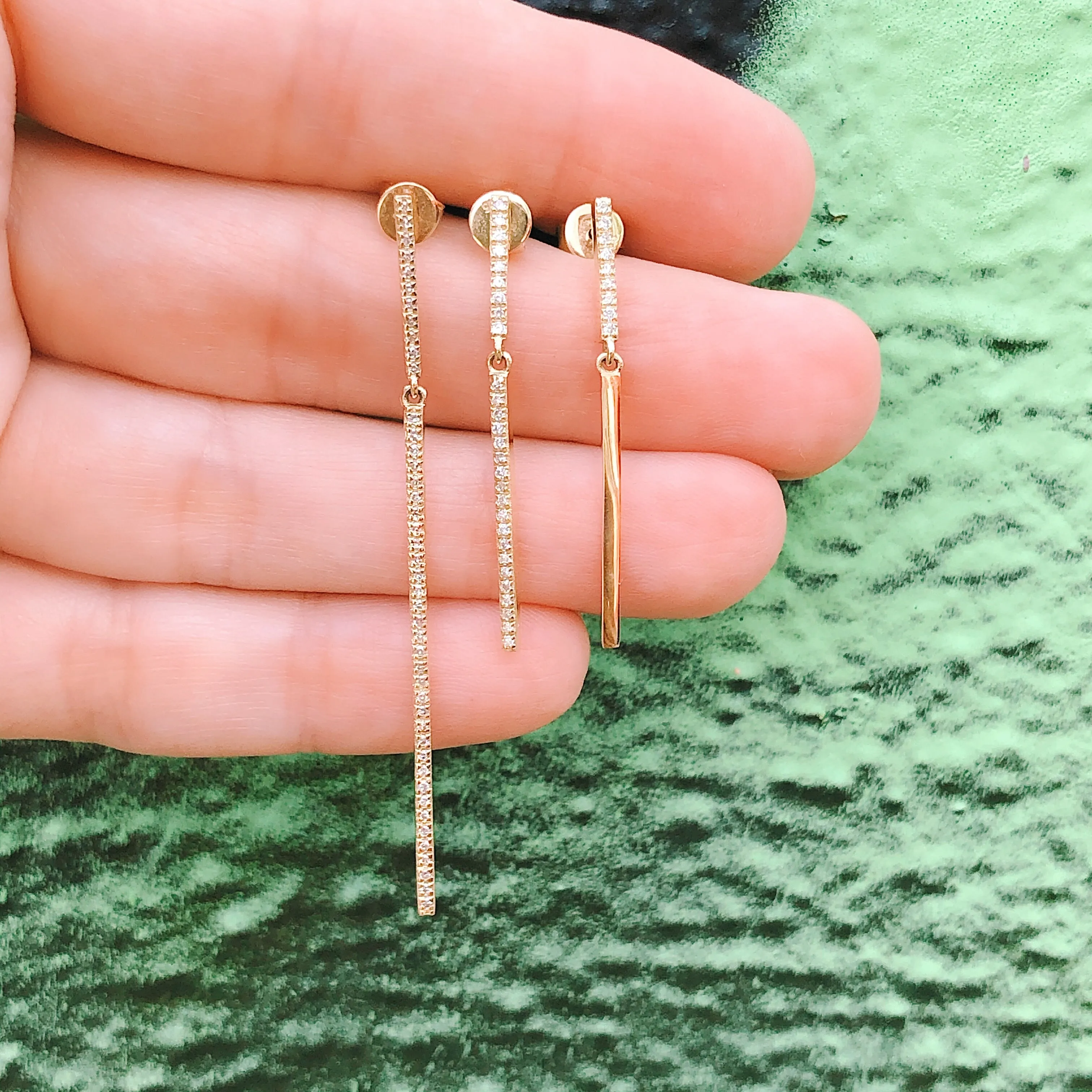 Long Diamond Bar Earrings