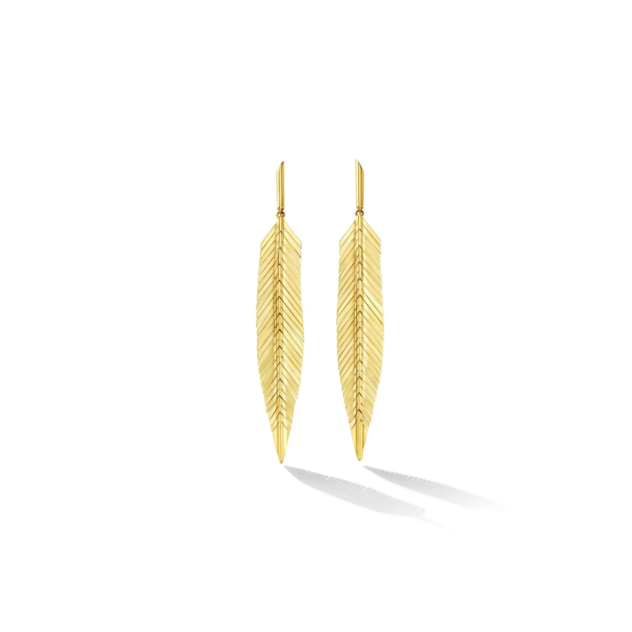 Medium Yellow Gold Feather Earrings