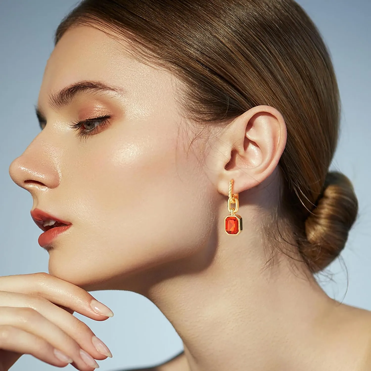 Mesovor Gold Crystal Hoop Earrings for Women Trendy, 18K Gold Plated Hoop Earrings | Emerald Green Black Crystal Dangling Earrings Jewelry Gift for Mother Wife