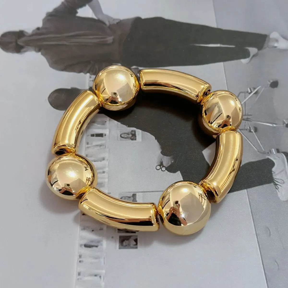 Metal Glossy Irregular Chunky Elastic Bracelets