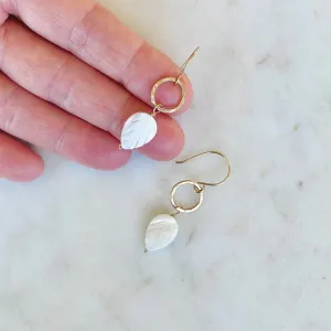 Mother of Pearl Leaf & Hoop Dangles