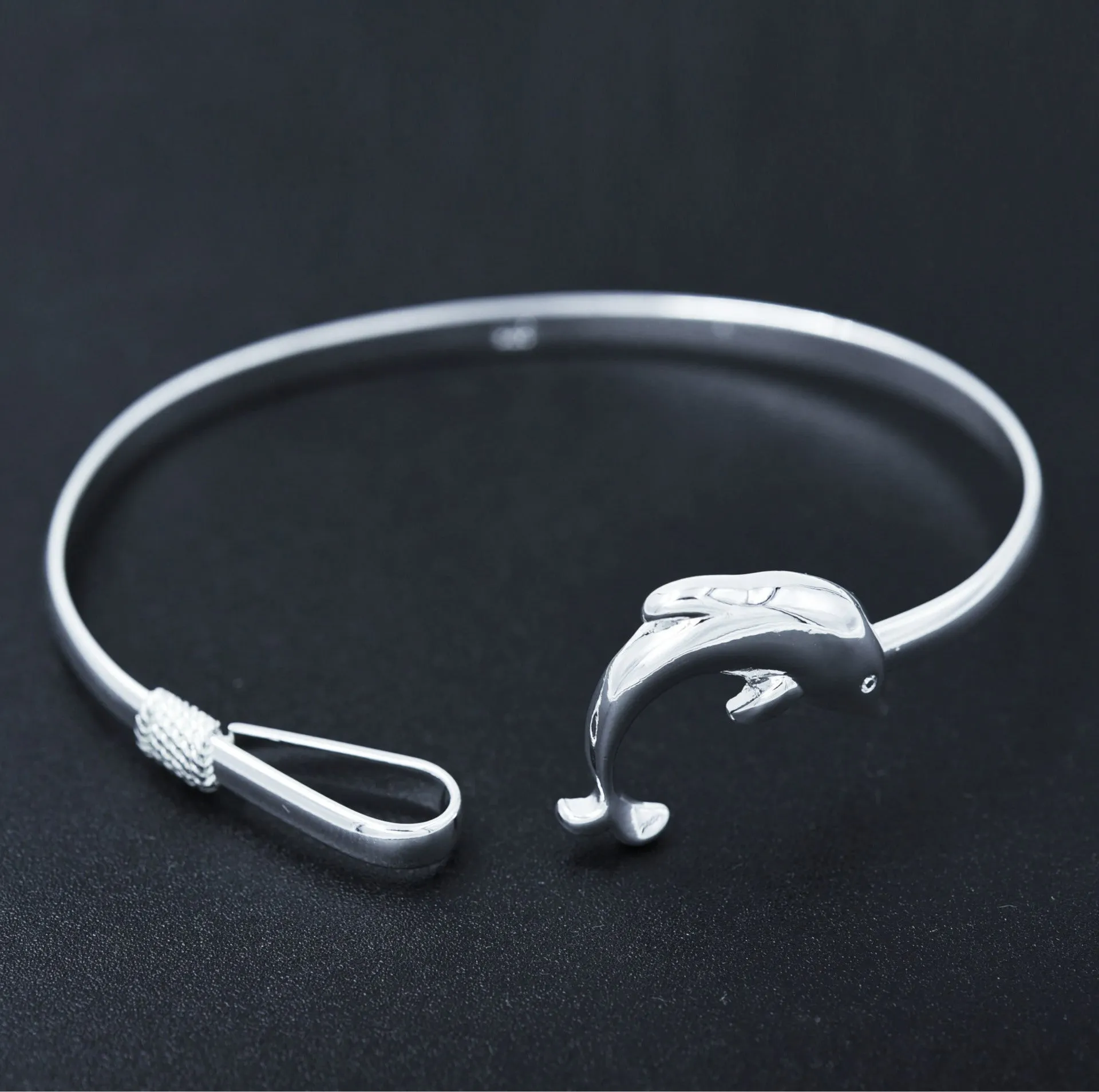 Personalized Accessories Silver Single-Line Dolphin Bracelet