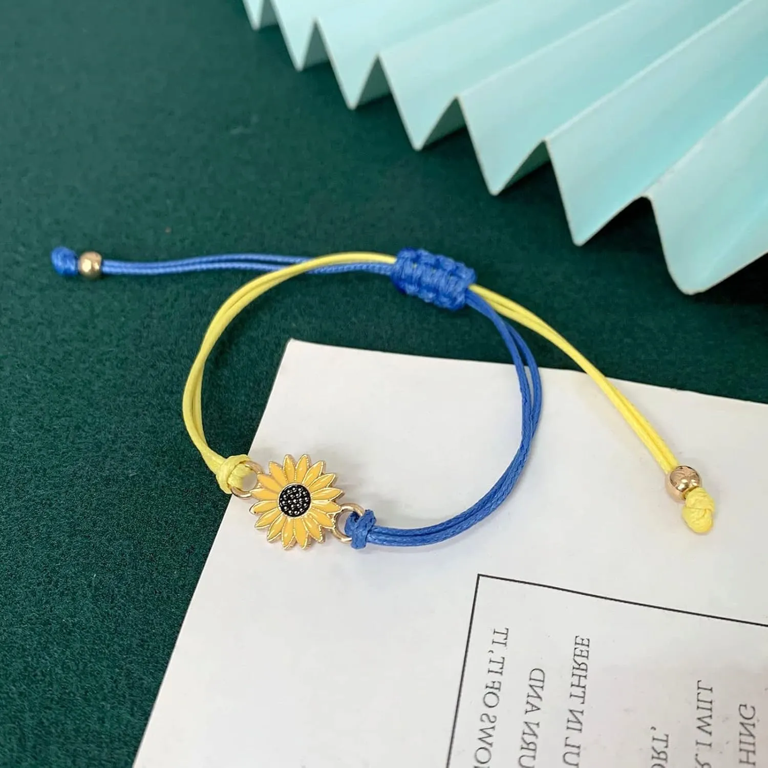 Promise Cuff Links Birthday Gifts for Girls Sunflower Peace Bracelet Ukraine Bracelet Ukraine Flag Design Bracelet Blue And Yellow Sunflower Wax Thread Woven Wrap- Tennis and StrandJewelry Gifts