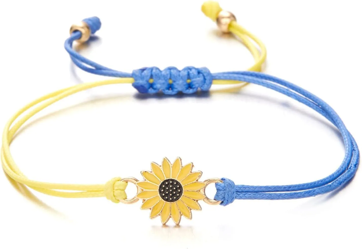 Promise Cuff Links Birthday Gifts for Girls Sunflower Peace Bracelet Ukraine Bracelet Ukraine Flag Design Bracelet Blue And Yellow Sunflower Wax Thread Woven Wrap- Tennis and StrandJewelry Gifts
