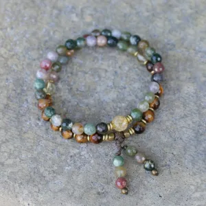 Prosperity and Success, Jasper and Citrine 54 Bead Mala Wrap Bracelet