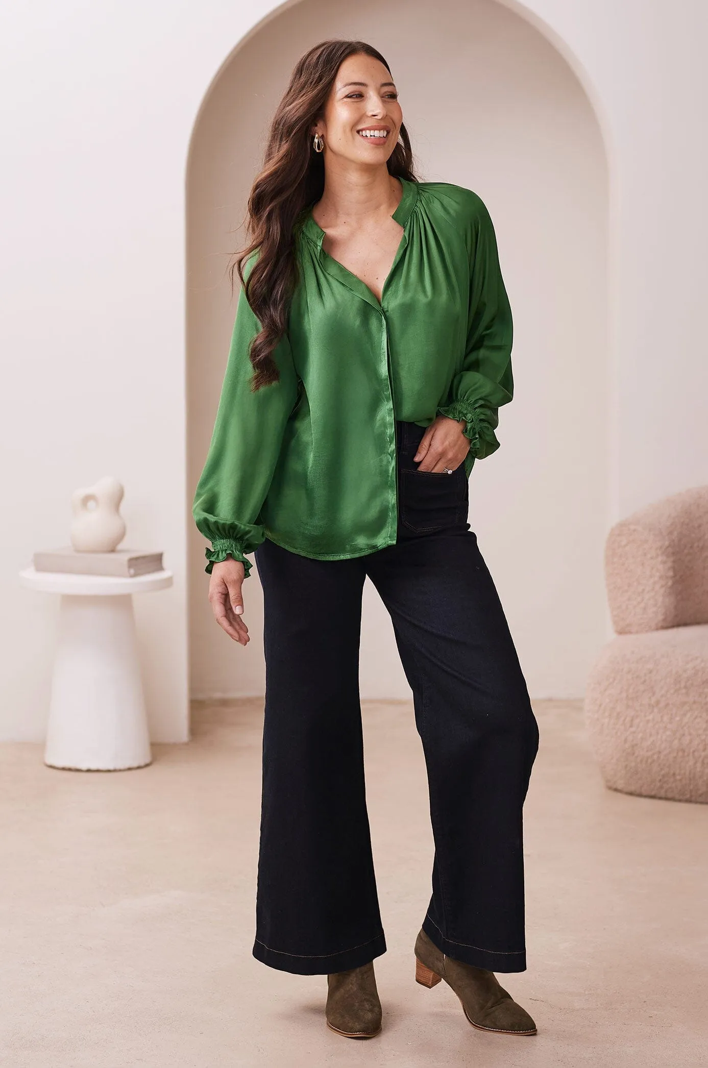 Sierra Long Sleeve Top Emerald