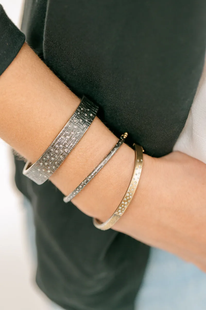 Silver Aspen Squared Cuff - Oxidized Silver   Reclaimed VS Diamonds