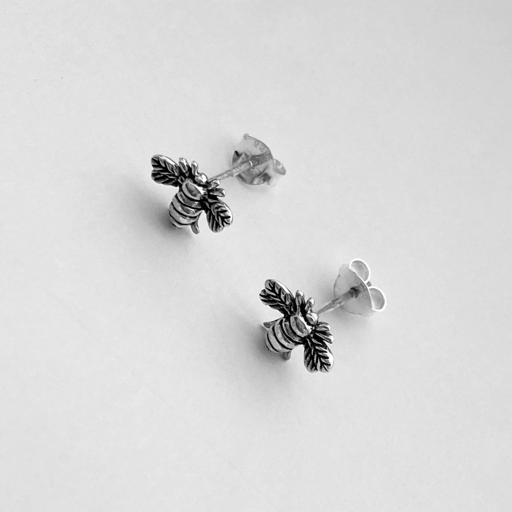 Sterling Silver Bumblebee Earrings, Silver Earrings, Stud Earrings, Spirit Earrings