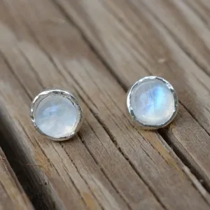 Sterling silver Natural Moonstone stud earrings