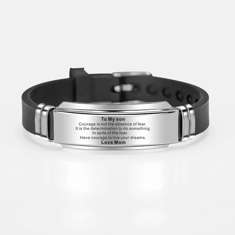 To My Son Stainless Steel Silicone Bracelets For Men Boys Love Gifts From Mom Dad
