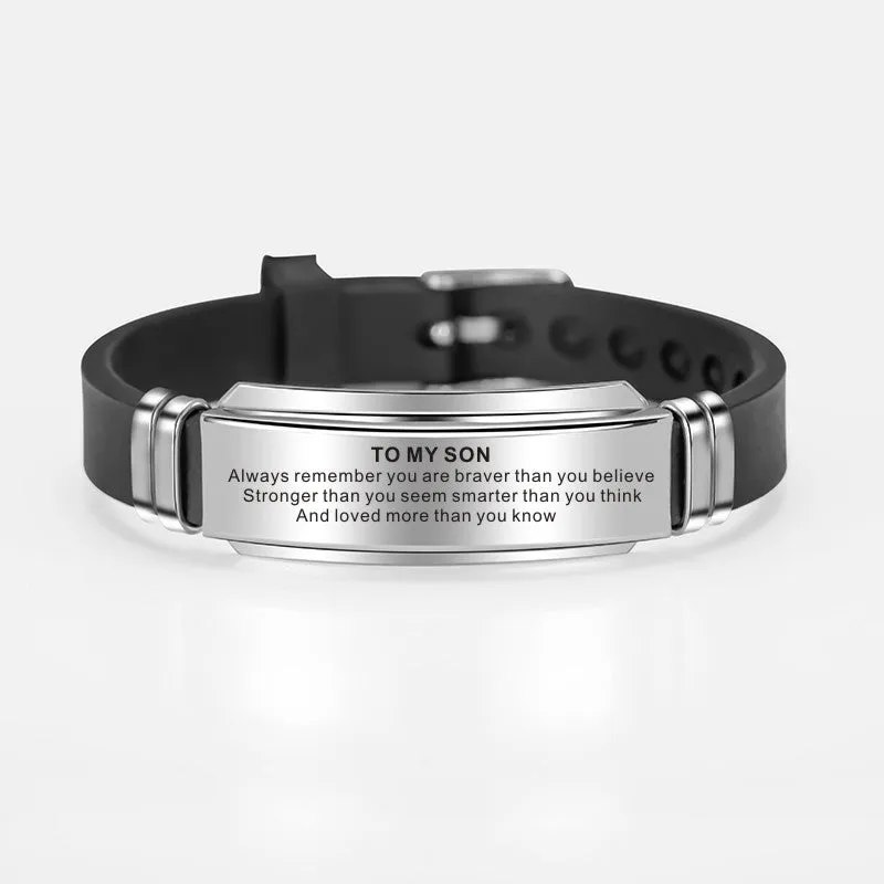 To My Son Stainless Steel Silicone Bracelets For Men Boys Love Gifts From Mom Dad