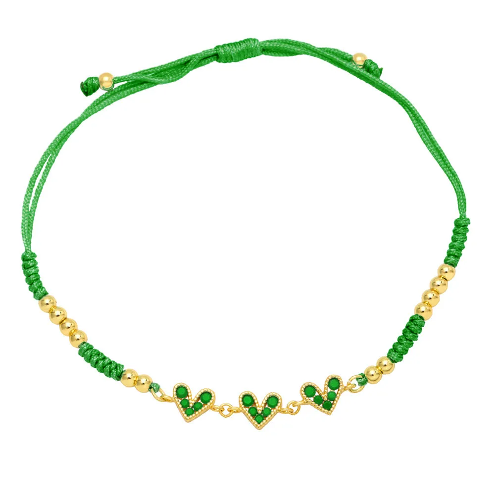 Wholesale Colorful Zircon Heart Hand Woven Bracelet
