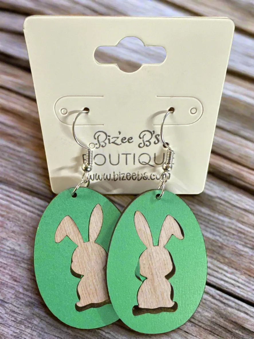 Wooden Easter Earrings